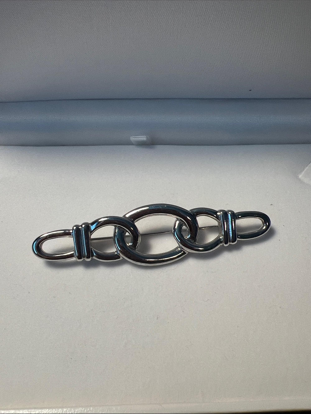 Monet 3” Silver Tone Chain Link Brooch Pin